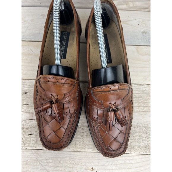 Giorgio Brutini Mens 8.5 Leather Patchwork Loafer Tassel Shoes 014-3600 Brown - Picture 5 of 8